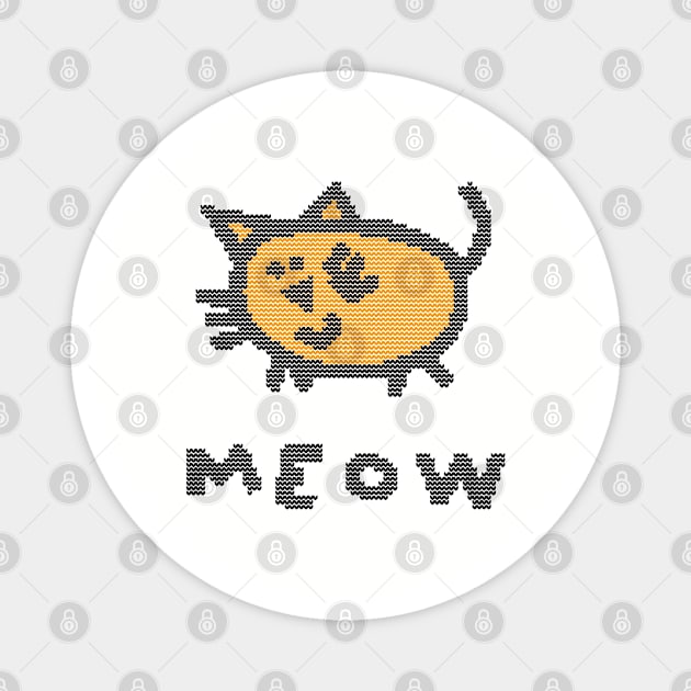 Knitted Cat Meow Magnet by ellenhenryart